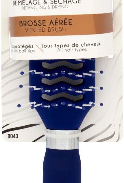 Brosse aérée avec picots en plastique protégés : pour un coiffage doux et sans frisottis
