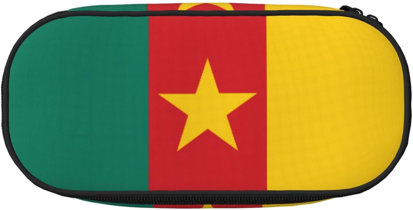 Trousse à crayons imprimée drapeau du Cameroun : un rangement élégant pour les passionnés de papeterie et de beauté