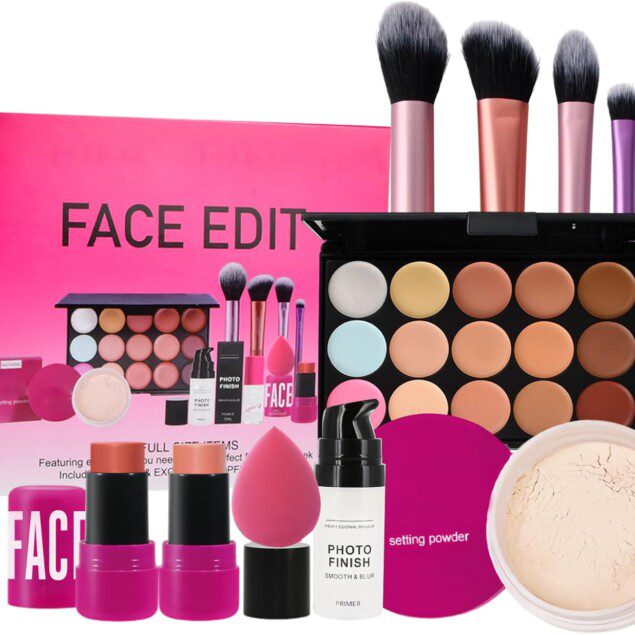 Kit de maquillage tout-en-un : l'ensemble parfait pour femmes et filles avec 15 couleurs anti-cernes et accessoires inclus