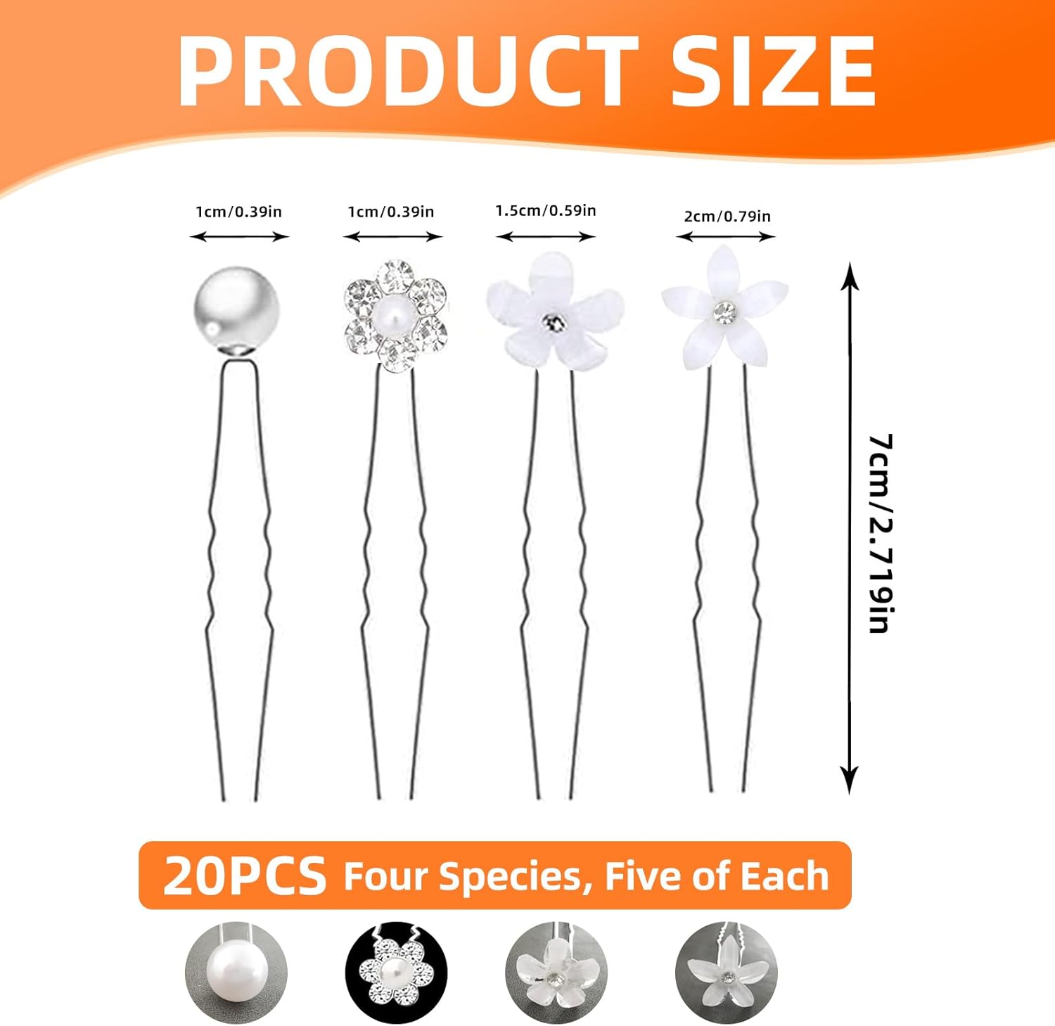 Épingles à cheveux de mariage : 20 pièces élégantes pour sublimer votre coiffure spéciale Accessoires en forme de U ornés de perles et de cristaux pour demoiselles d'honneur et mariées – Image 2