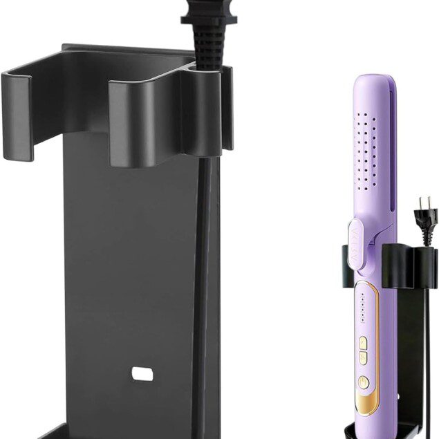 Support Pratique en Aluminium Noir pour Sèche-Cheveux