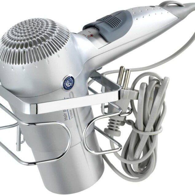 Porte-sèche-cheveux en acier inoxydable : un rangement élégant pour votre salle de bain