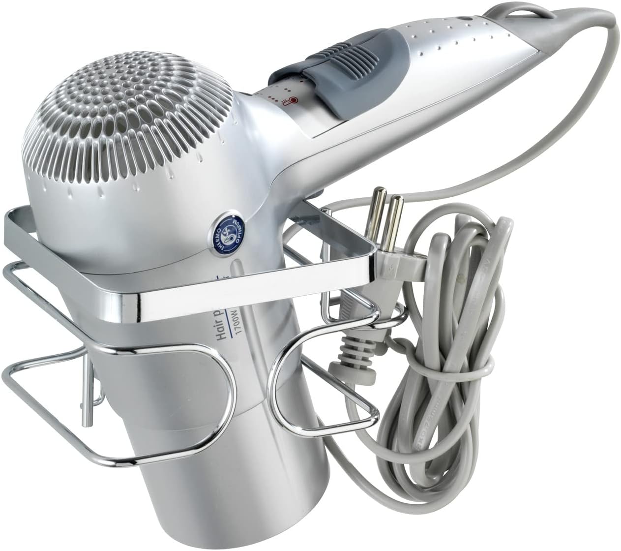 Porte-sèche-cheveux en acier inoxydable : un rangement élégant pour votre salle de bain