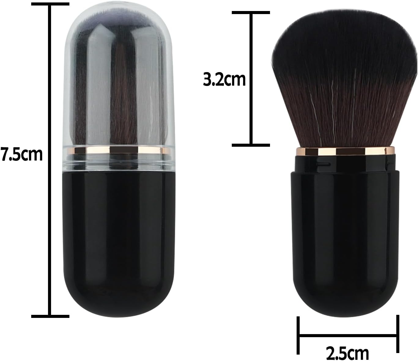 Pinceaux de maquillage rétractables : lot de 2 pour un teint parfait en voyage Idéal pour fond de teint, poudre et blush avec couvercle pratique – Image 5