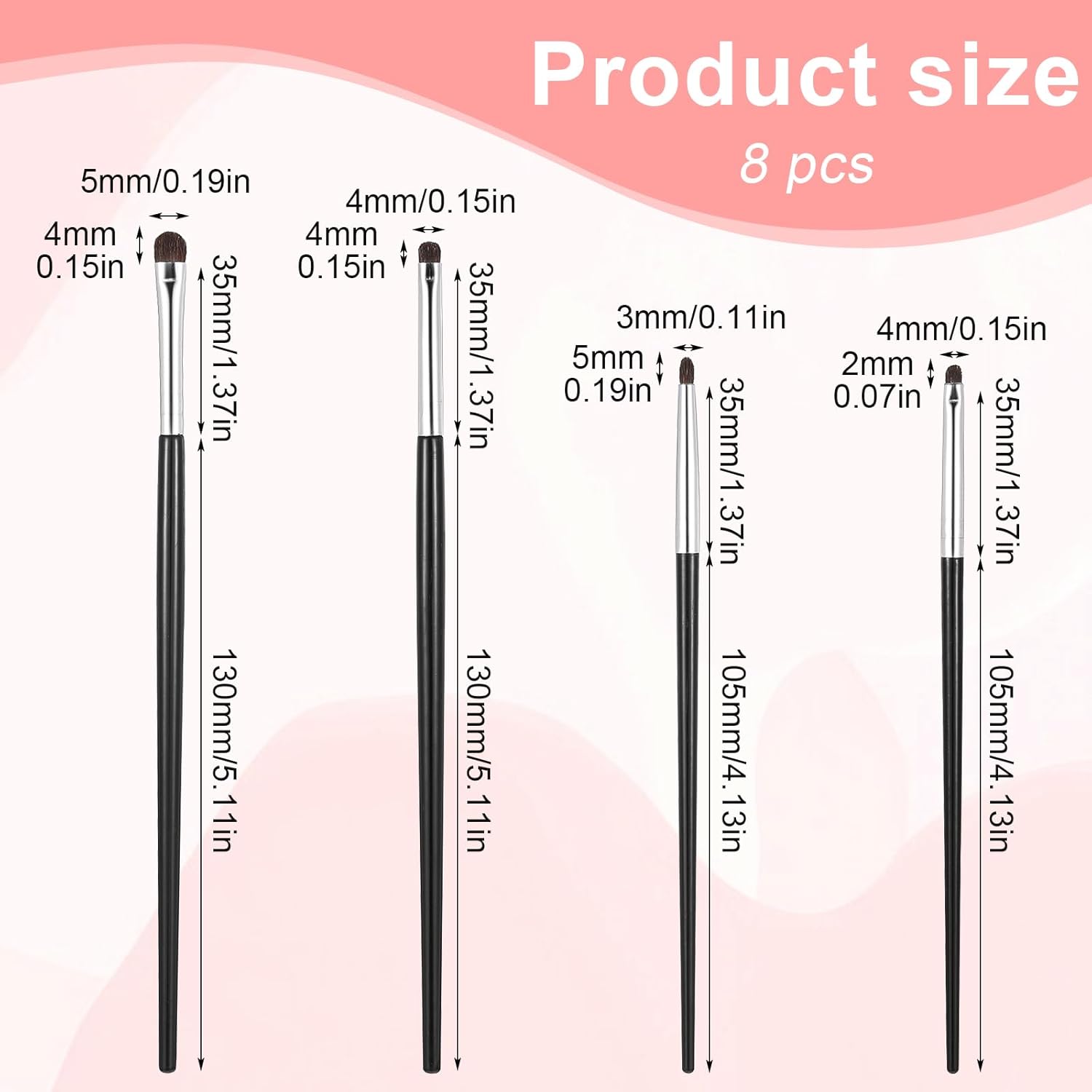 Lot de 8 pinceaux à eyeliner : mini pinceaux de maquillage pour les yeux, précis et polyvalents Pour les passionnés de maquillage, créez des looks impeccables avec notre pinceau ultra fin et plat, idéal pour eyeliner, fard à paupières, poudre, crème et correcteur liquide. – Image 2
