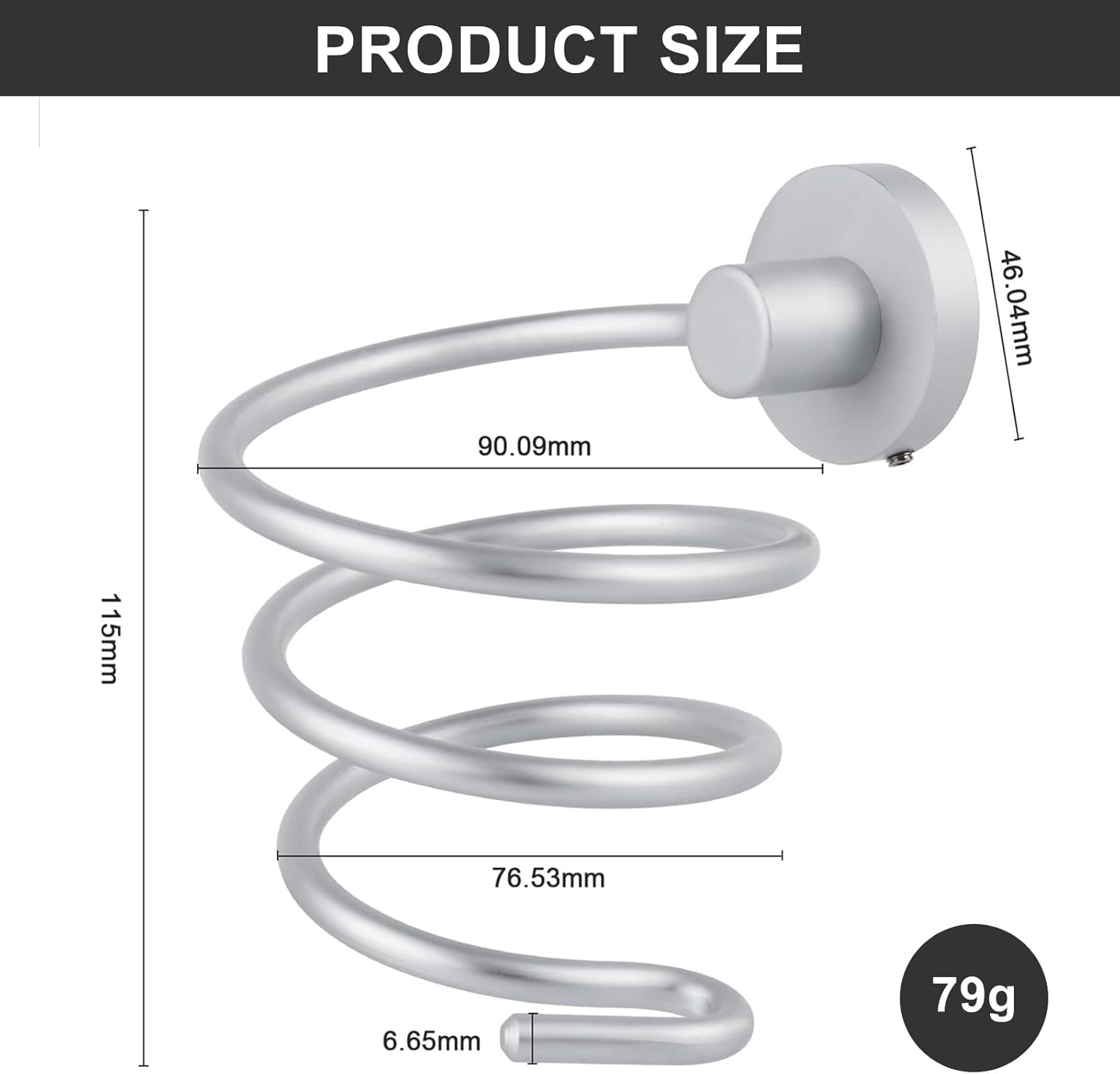 Porte sèche cheveux mural en aluminium : support élégant pour salle de bain et cuisine – Image 2