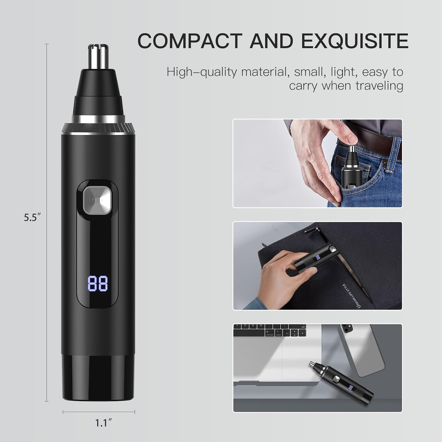 Rasoir Nasal et Auriculaire pour Hommes - Tondeuse Électrique Rechargeable USB, Painless et Étanche IPX7 pour un Entretien Facile – Image 5