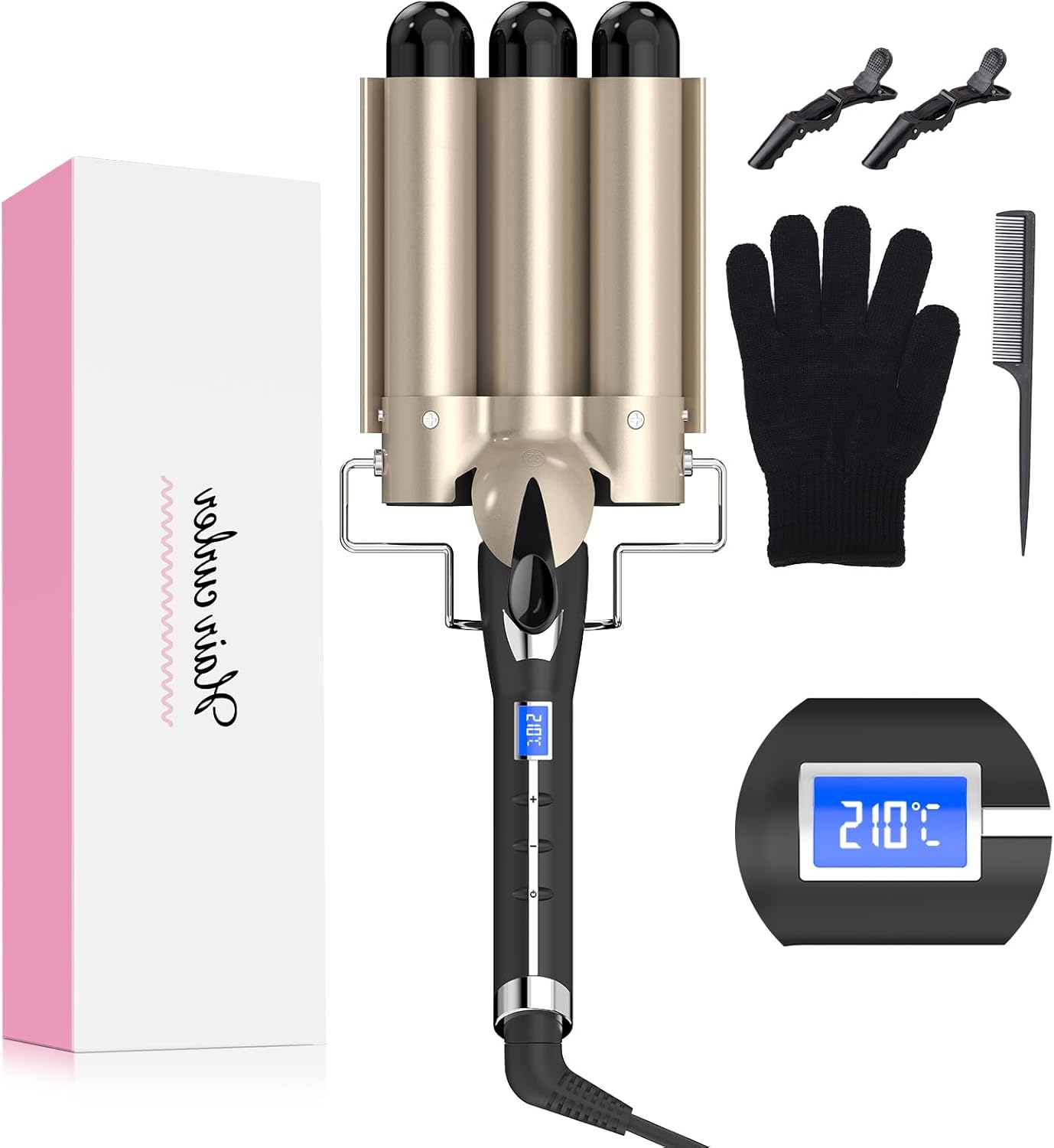 Fer à boucler 3 têtes : grandes vagues élégantes pour un coiffage rapide et professionnel