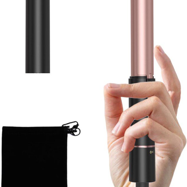 Mini fer à friser 25 mm : l'outil de coiffure parfait pour les cheveux courts en voyage   Chauffage rapide à 180℃ et céramique douce pour des boucles élégantes, livré avec un sac de rangement pratique