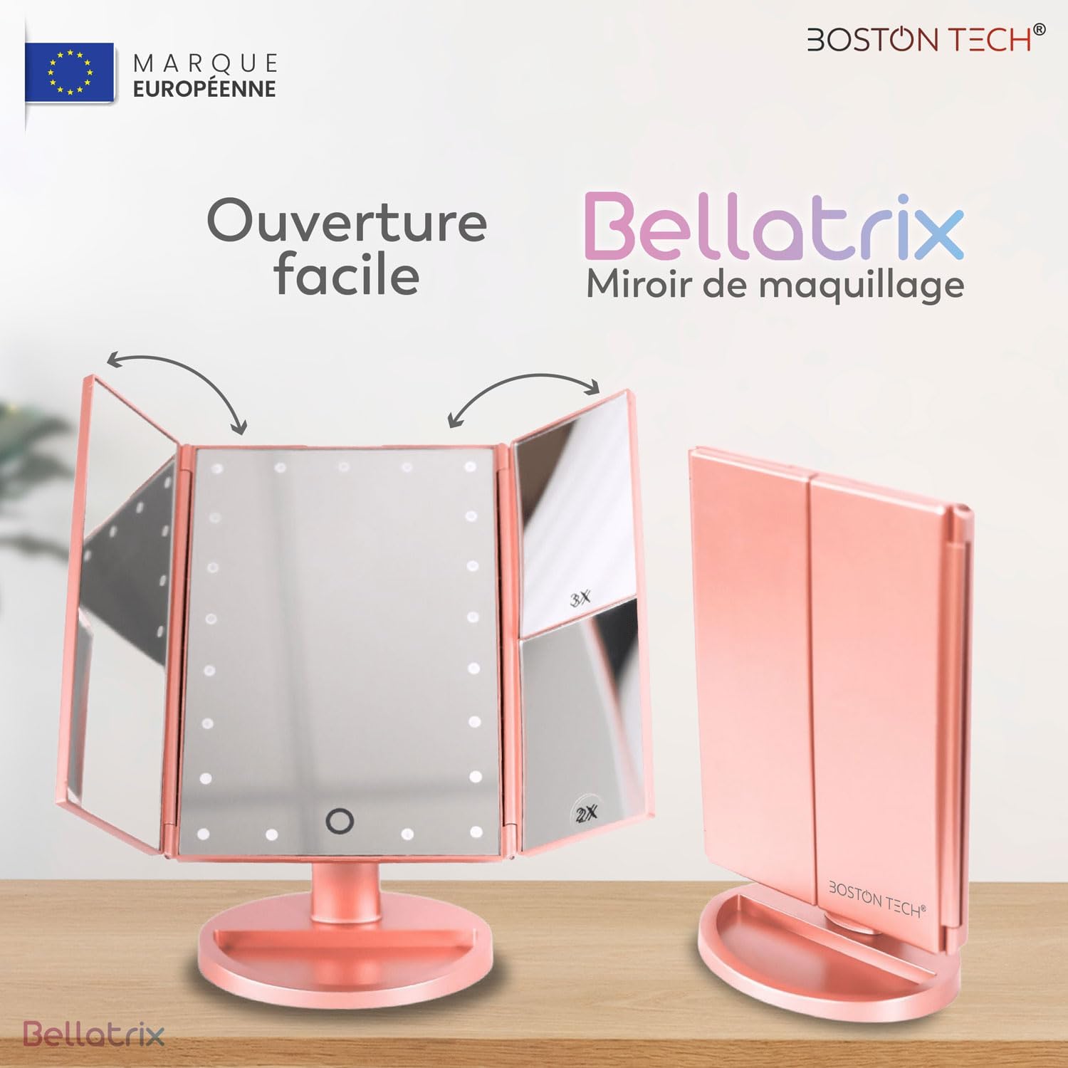 Miroir de maquillage lumineux Bellatrix : l'allié parfait pour les passionnées de beauté Profitez d'un grossissement 1X/2X/3X/10X et d'une lumière LED réglable pour un maquillage impeccable – Image 6