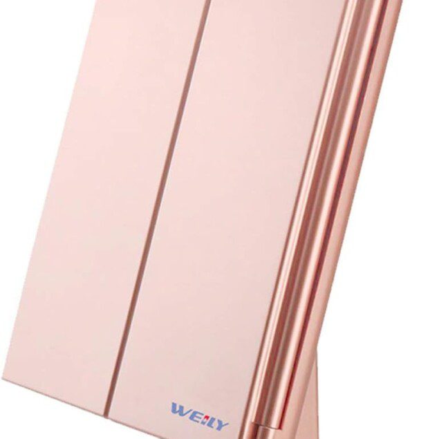 Miroir de Maquillage LED à Trois Volets Élégant