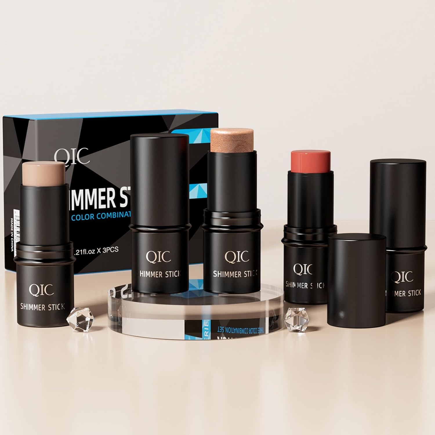 Kit de maquillage en bâton : 3 pièces pour sculpter facilement les joues avec bronzage, contour et blush – Image 9