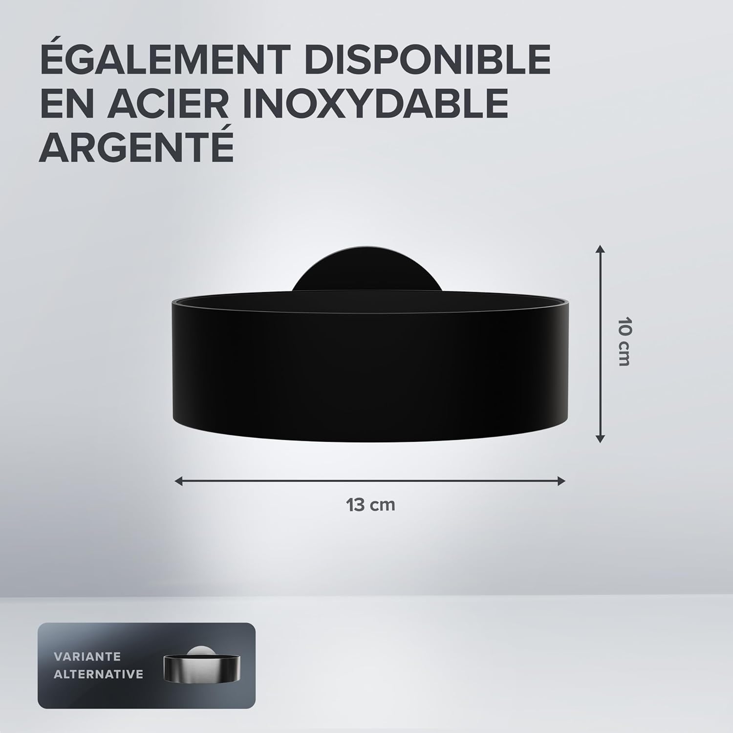 Porte-sèche-cheveux en acier inoxydable noir mat : le choix élégant pour votre salle de bain Optimisez votre espace avec un support mural pratique et rembourré pour un rangement organisé – Image 3