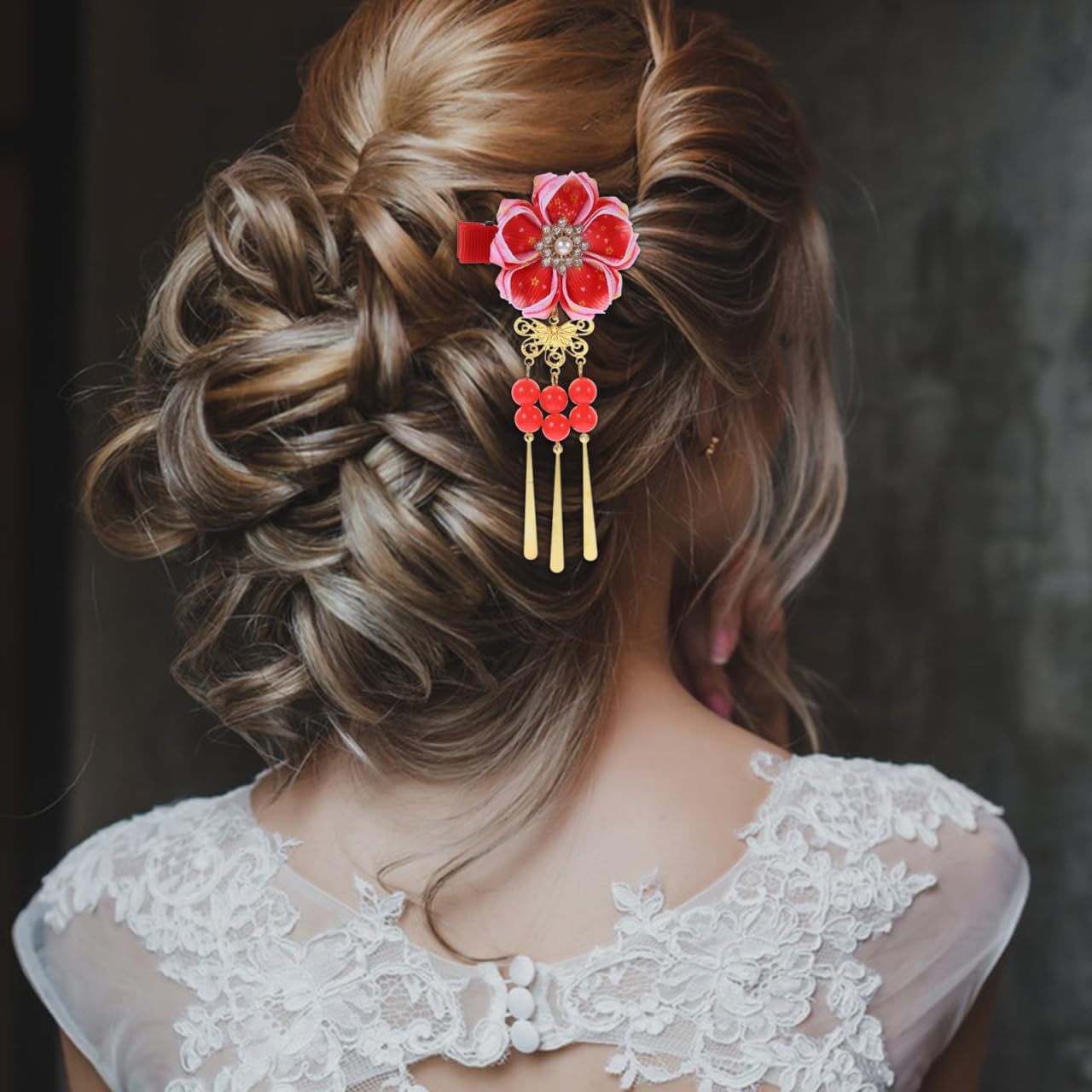 Kimono : pince à cheveux kanzashi pour filles, élégance et style floral – Image 4