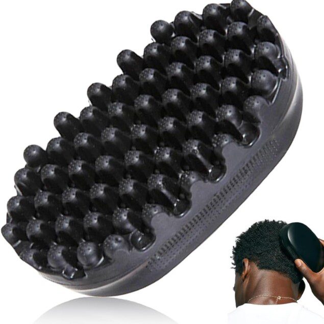 Brosse à cheveux bouclés : la solution idéale pour les cheveux afro et tressés   Découvrez notre brosse en caoutchouc et éponge pour un coiffage facile et sans frizz