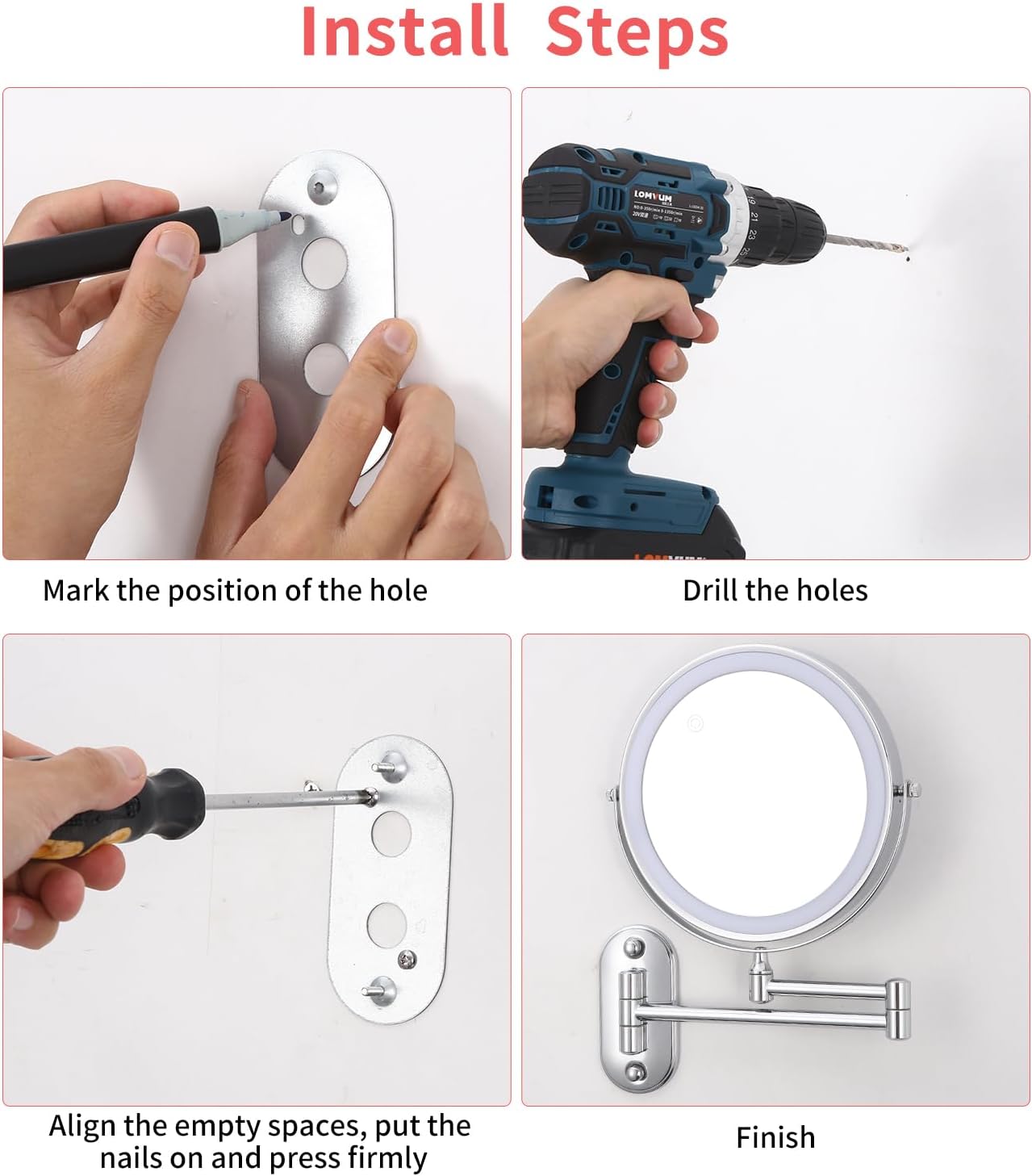 Miroir de maquillage mural éclairé : le compagnon idéal pour un maquillage parfait à la maison ou à l'hôtel – Image 5