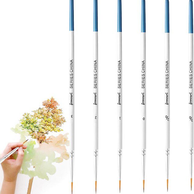 Pinceaux Rigger : set de 6 pinceaux pour artistes souhaitant peindre des lignes fines et longues   Idéal pour acrylique, huile, aquarelle et décoration d'ongles, pour un détail exceptionnel dans vos créations