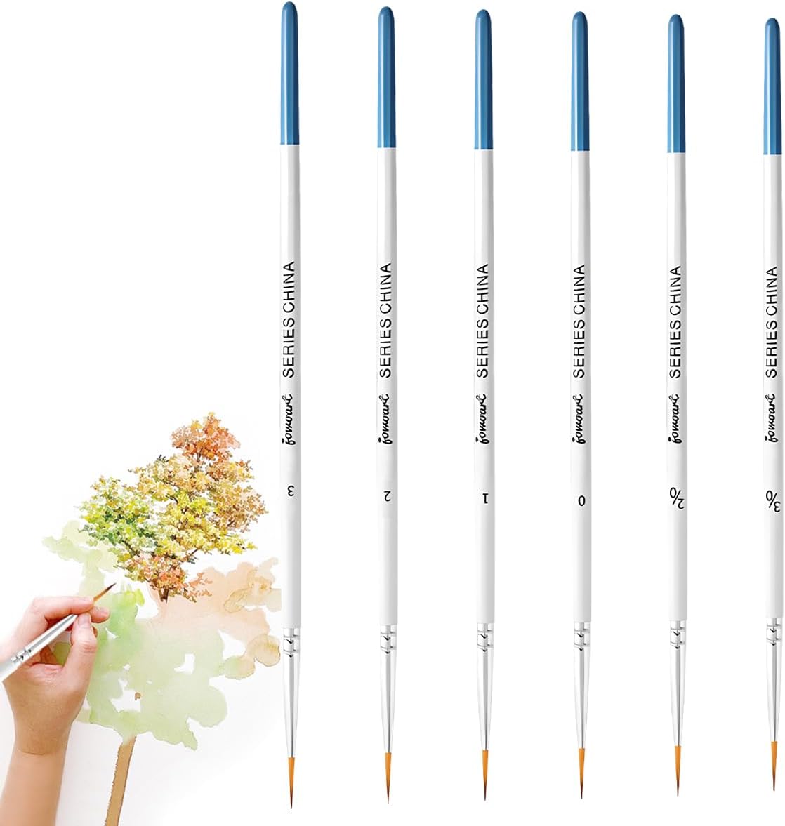 Pinceaux Rigger : set de 6 pinceaux pour artistes souhaitant peindre des lignes fines et longues Idéal pour acrylique, huile, aquarelle et décoration d'ongles, pour un détail exceptionnel dans vos créations