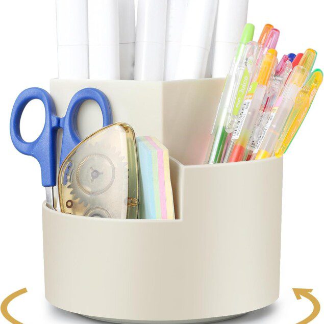 Organisateur de bureau rotatif : pot à crayons 360° pour un rangement efficace et élégant
