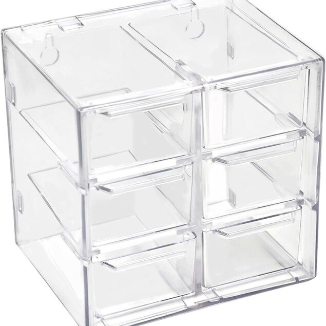 Organiseur de maquillage : petits tiroirs transparents pour un rangement élégant des cosmétiques et bijoux