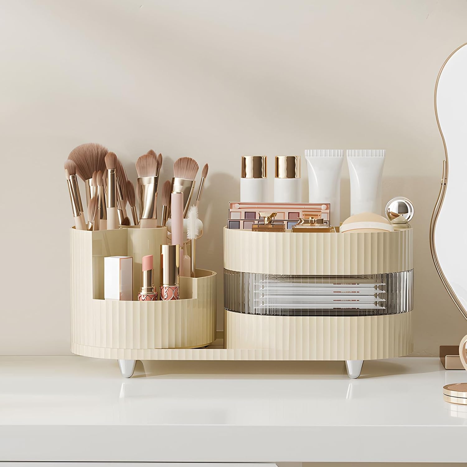 Organisateur de maquillage rotatif 360 degrés : un rangement multifonctionnel pour les passionnées de beauté