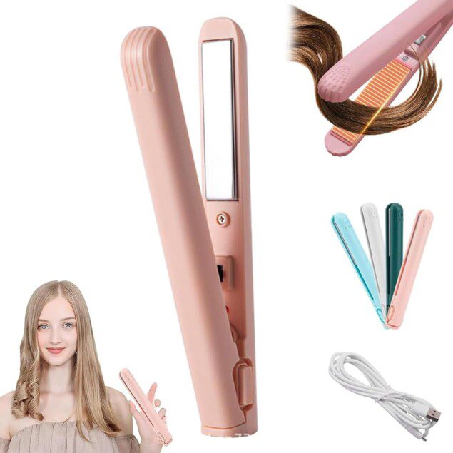 Mini fer à friser à double usage : l'outil parfait pour les cheveux courts et tous types de cheveux   Découvrez notre baguette à friser de voyage portable en couleur rose, idéale pour créer de petites boucles élégantes à tout moment