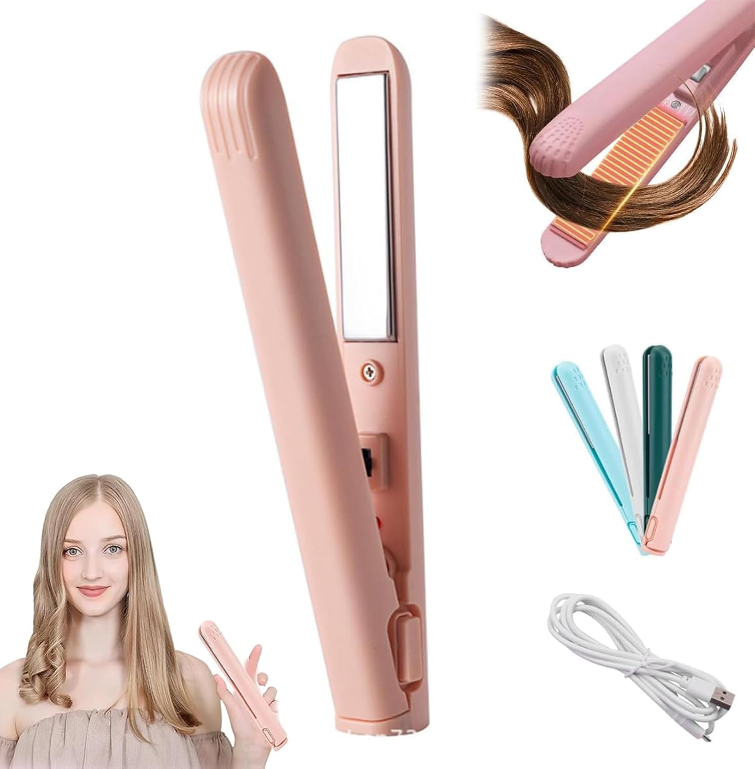Mini fer à friser à double usage : l'outil parfait pour les cheveux courts et tous types de cheveux Découvrez notre baguette à friser de voyage portable en couleur rose, idéale pour créer de petites boucles élégantes à tout moment