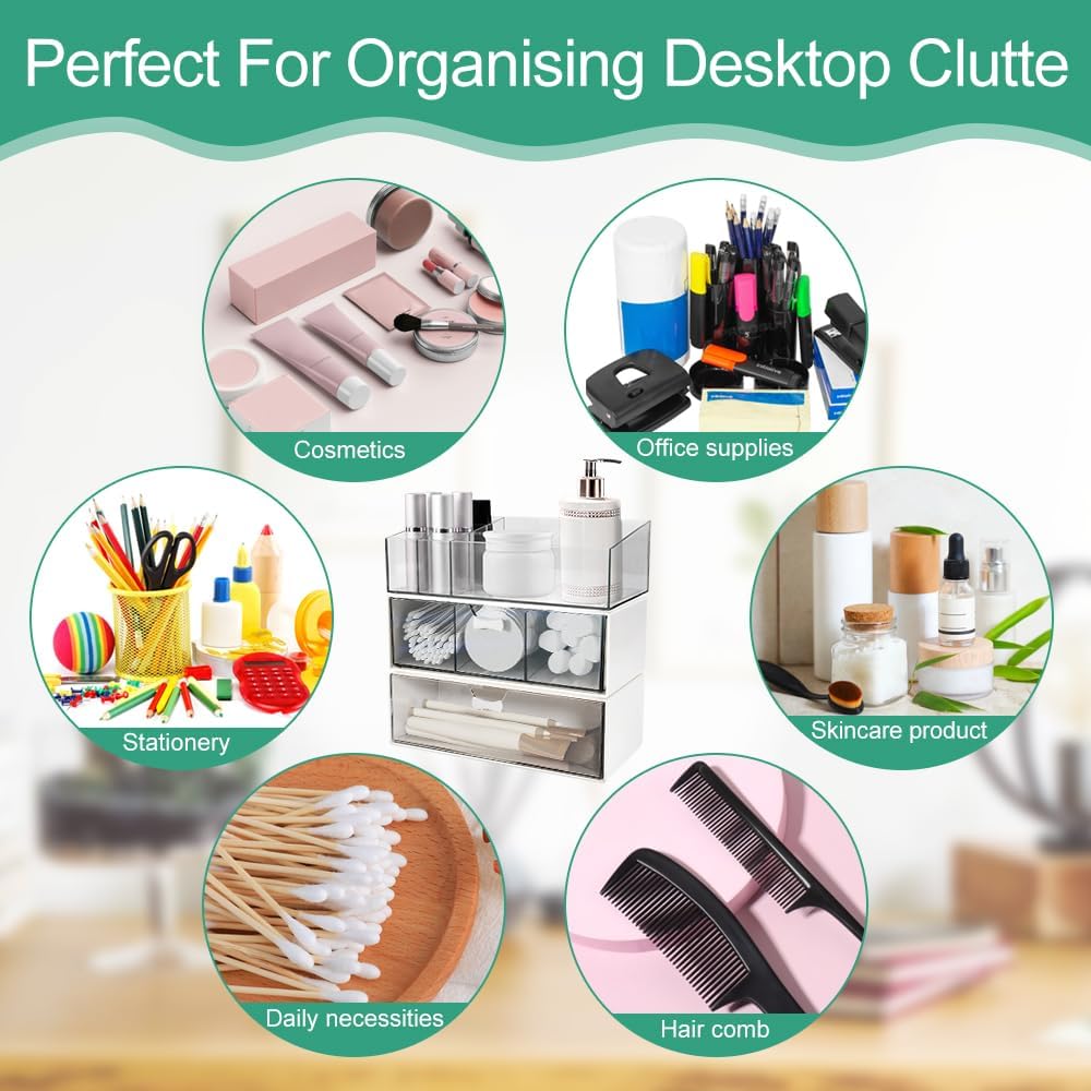 Boîte de rangement maquillage pour un rangement élégant : organisateur acrylique 3 étages, idéal pour chambre à coucher et salle de bain – Image 6