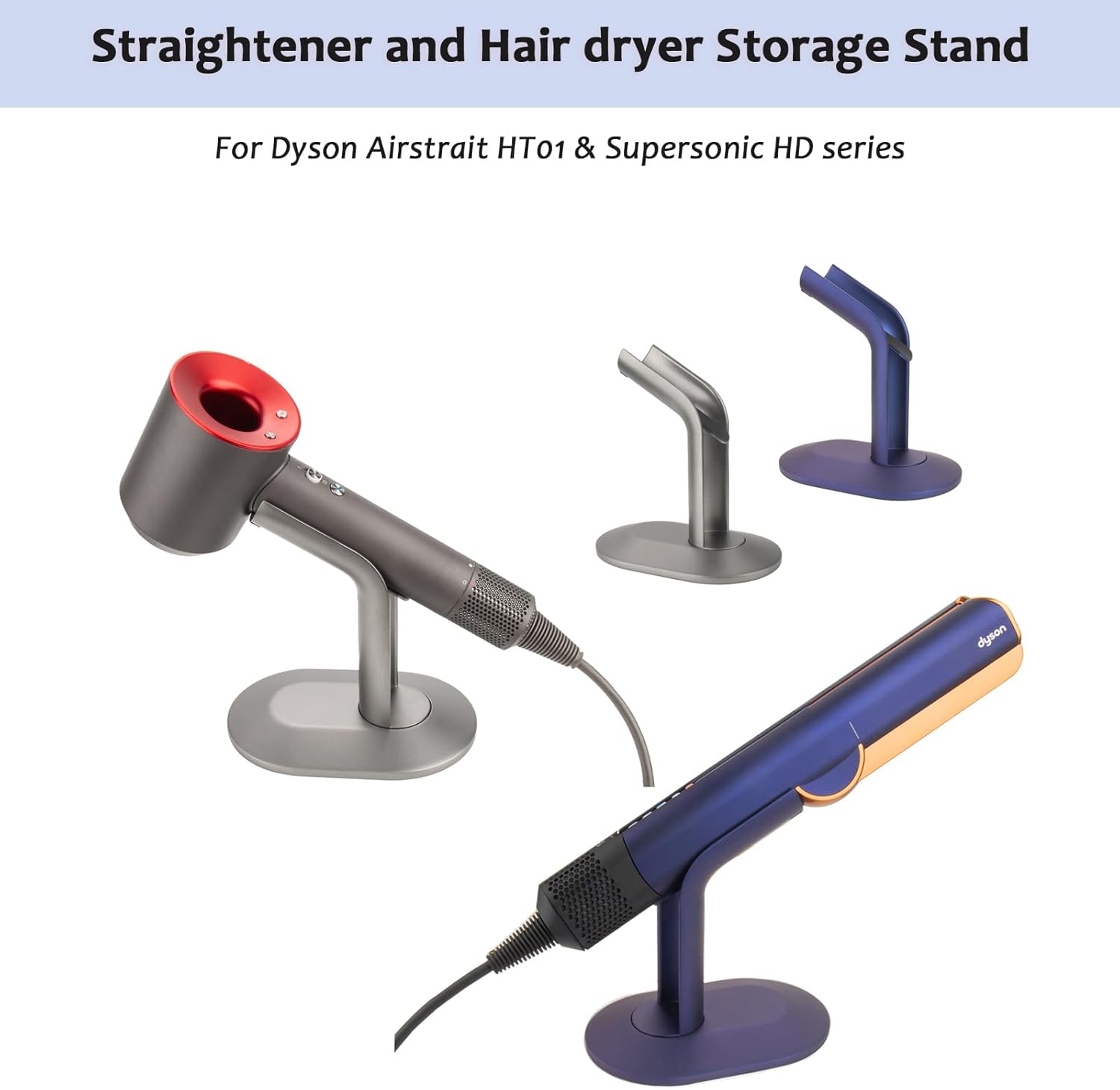 Support de fer à lisser en alliage d'aluminium pour les amoureux de coiffure : rangement élégant et pratique pour accessoires Dyson – Image 2
