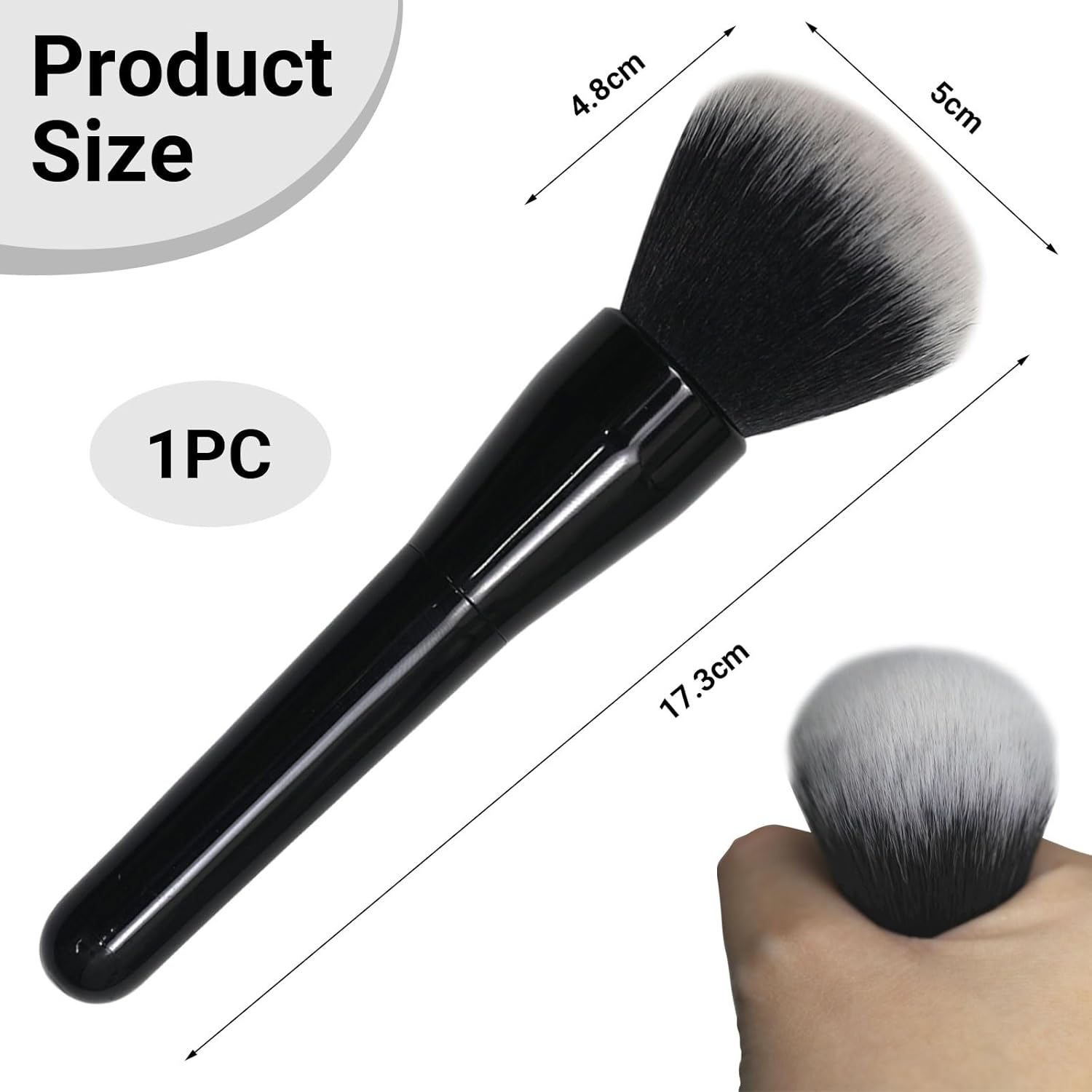 Grand pinceau à poudre : l'outil indispensable pour un maquillage professionnel impeccable Idéal pour les passionnées de beauté souhaitant estomper, polir et appliquer facilement leurs produits liquides, crèmes et poudres – Image 2