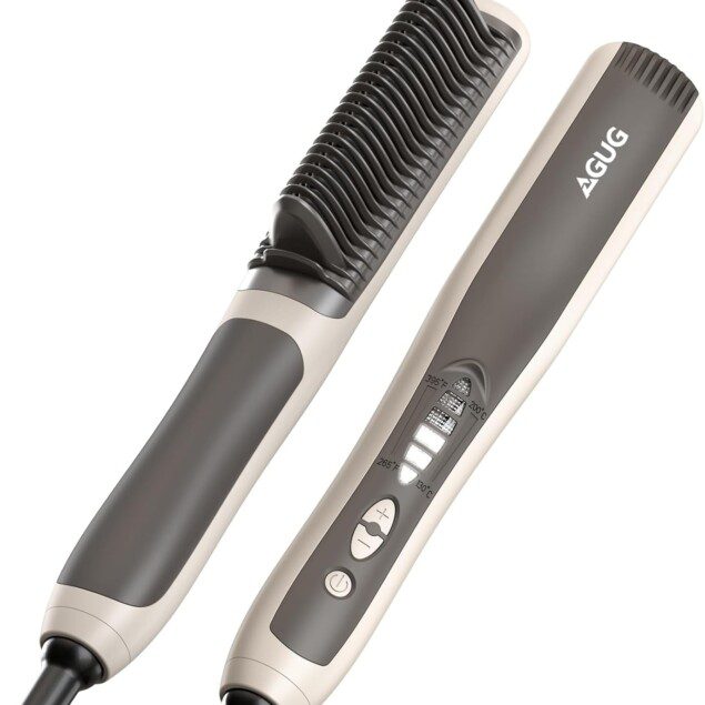 Brosse lissante pour cheveux : lisseur chauffant léger avec chauffage rapide en 30 secondes et 6 températures réglables pour un style parfait