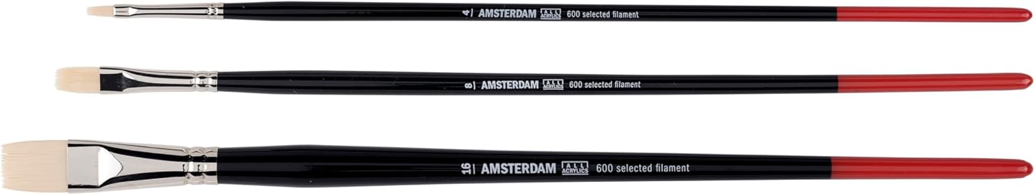 Pinceaux peinture acrylique : set de 3 pinceaux plats pour artistes passionnés Idéal pour la peinture acrylique, ce set de pinceaux de tailles 4, 8 et 16 promet précision et créativité. – Image 2