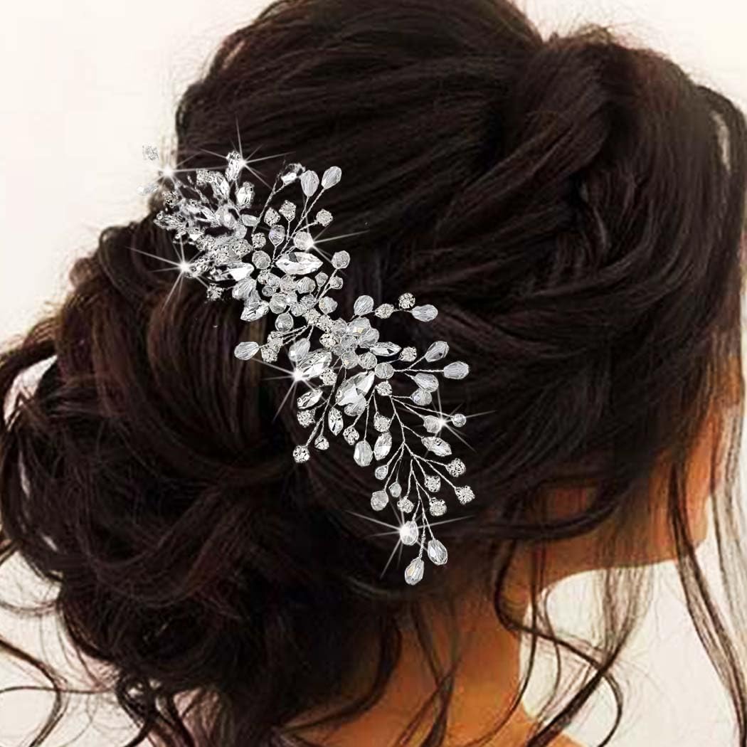 Peigne à cheveux de mariage en argent : accessoires en strass pour sublimer votre coiffure – Image 4