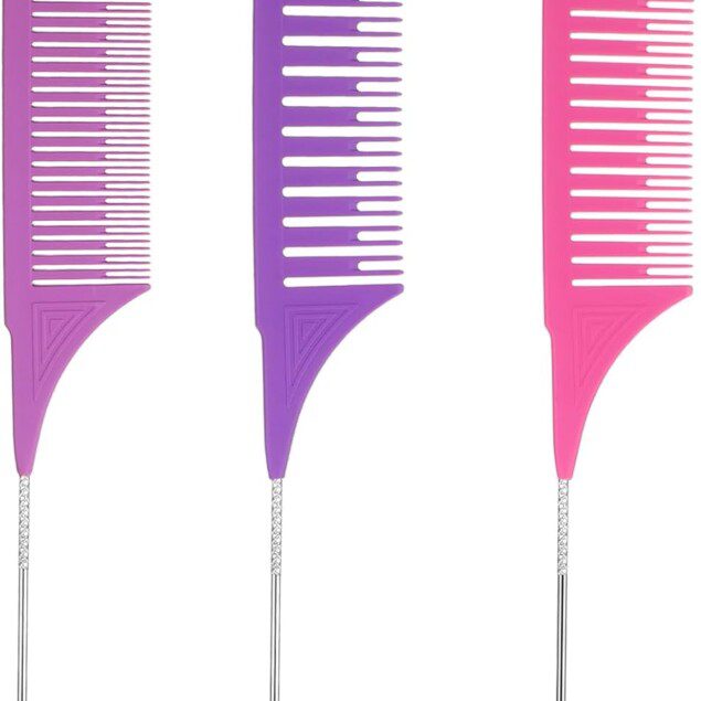 Peigne à mèches en 3 tailles : l'outil essentiel pour les coiffeurs professionnels   Optimisez vos techniques de coloration avec ce kit de peigne multicolore et poudre de décoloration
