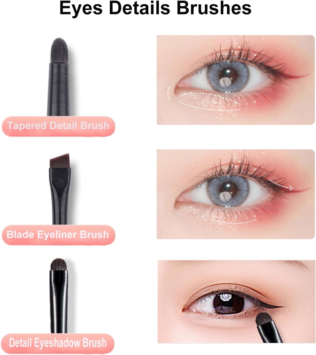 Pinceaux maquillage yeux : ensemble de 8 pinceaux professionnels pour un maquillage délicat et sans résidus – Image 3