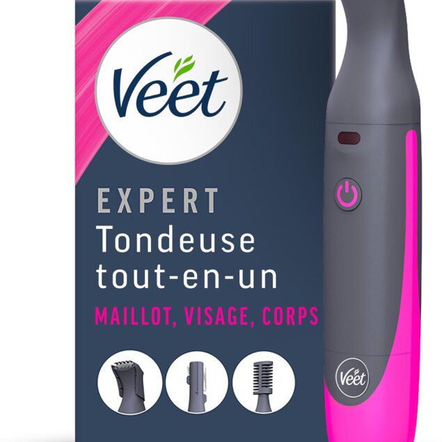 Veet Expert : tondeuse tout-en-un pour femmes, idéale pour le maillot, le visage et les sourcils   Rasoir électrique multi-usage 100 % étanche avec chargeur USB pour un épilage précis et rapide