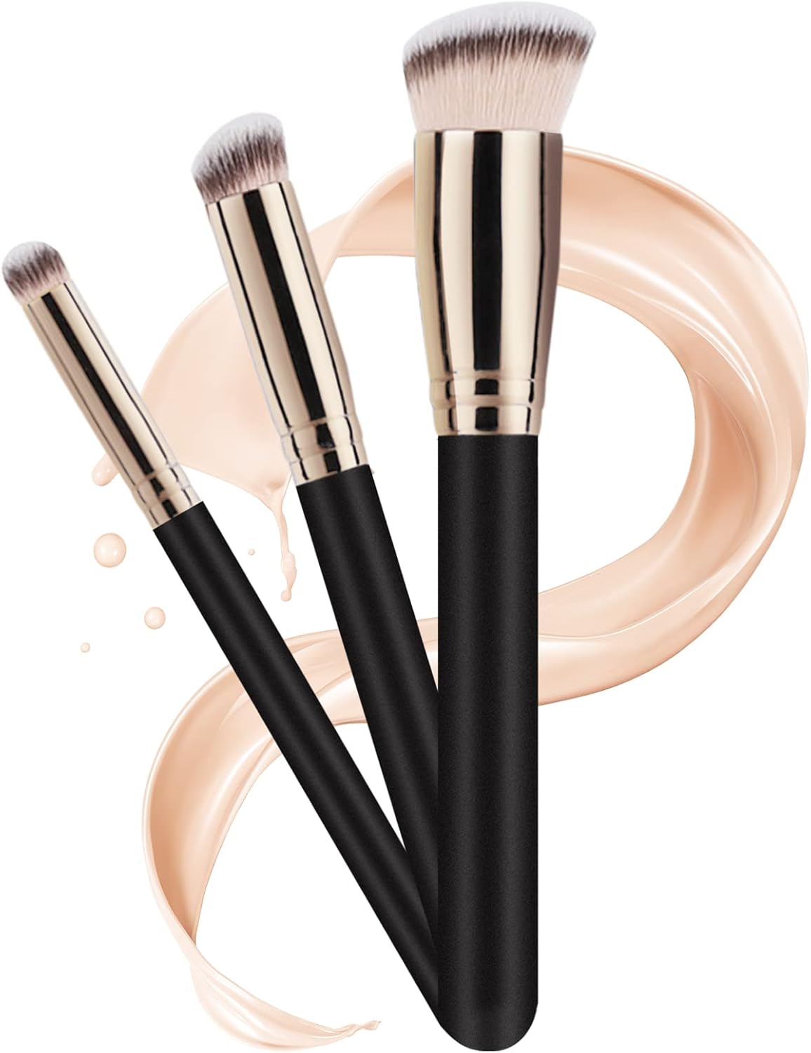 Pinceaux de maquillage pour le teint : l'ensemble parfait de 3 pièces pour un teint impeccable   Idéal pour les passionnées de beauté, ces pinceaux fluides et anti-cernes offrent un résultat professionnel avec du liquide, de la crème ou même du vernis.