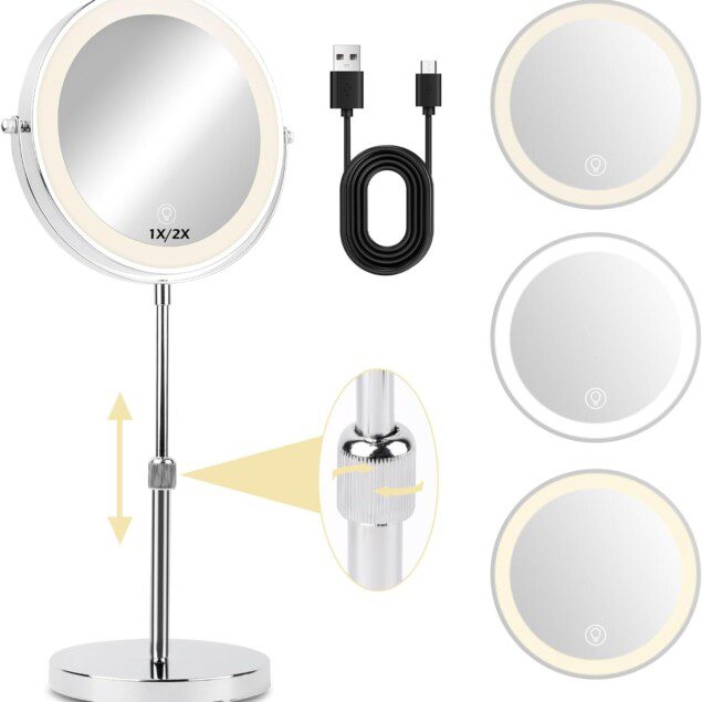 Miroir de maquillage grossissant : l’allié parfait pour des finitions impeccables

Découvrez le miroir lumineux avec double face 1X et 10X, réglable et rotatif à 360°, idéal pour la chambre et la salle de bain