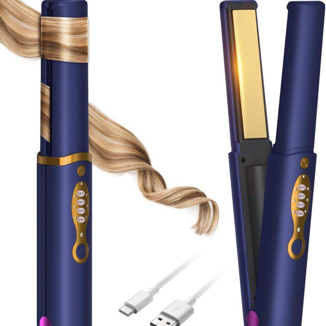 Fer à lisser sans fil Titanium 2 en 1 : lisseur et boucleur pour des cheveux sublimes en voyage