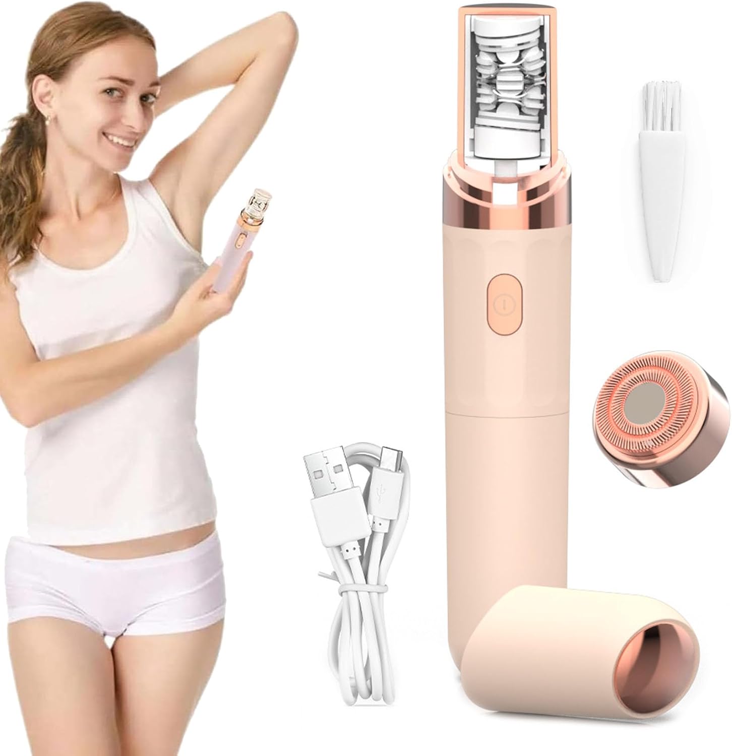 Epilateur visage 2 en 1 : pour une épilation précise et douce des sourcils, lèvres, bikini et bras