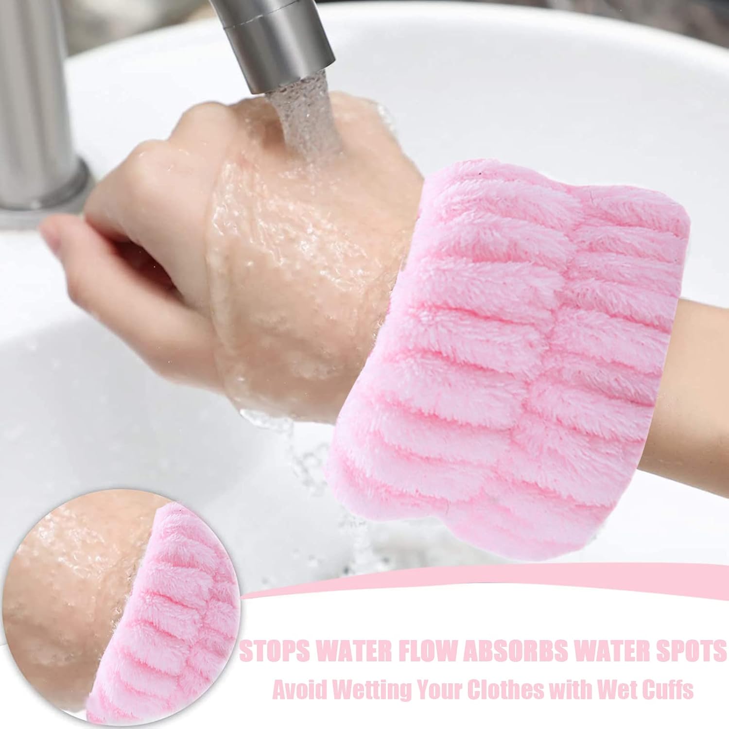 Bracelets de lavage en microfibre : bandeau spa élégant pour femmes, idéal pour un soin du visage sans éclaboussures – Image 4