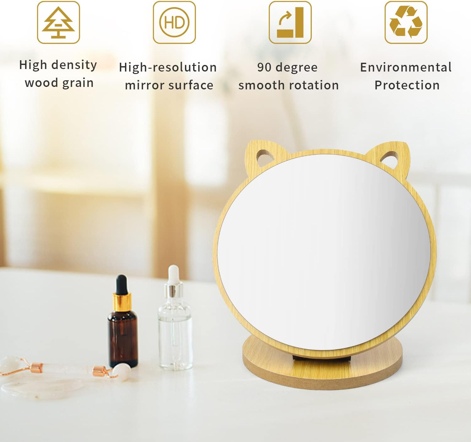 Miroir de maquillage créatif : le petit miroir en forme d'oreille de chat pour sublimer votre chambre ou salon – Image 4