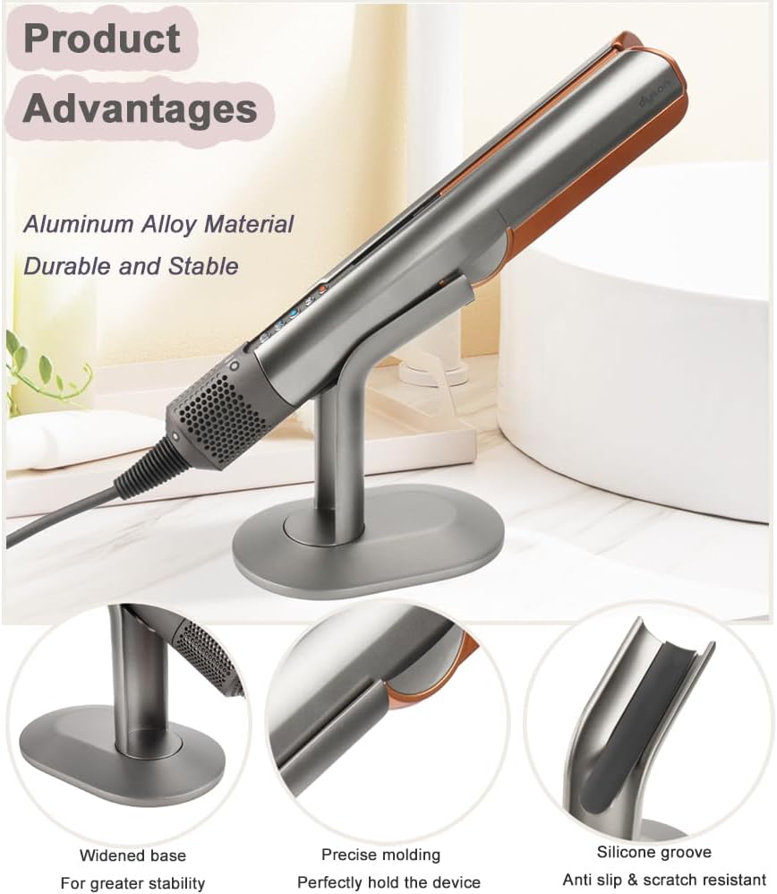 Support de fer à lisser en alliage d'aluminium pour les amoureux de coiffure : rangement élégant et pratique pour accessoires Dyson – Image 3