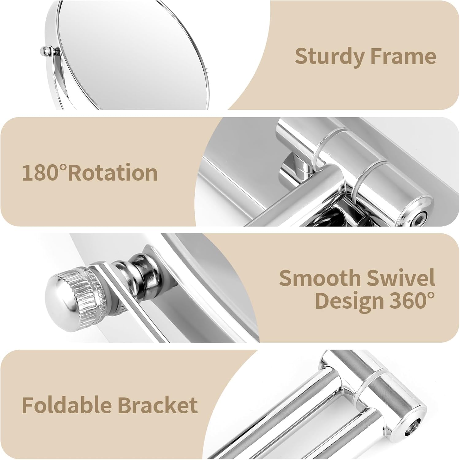 Miroir de maquillage mural : l'accessoire essentiel pour hommes et femmes Profitez d'une vue parfaite grâce à son grossissement 1X/7X et à son design pivotant à 360° – Image 7