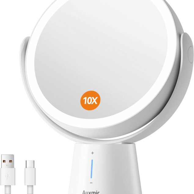 Miroir de maquillage lumineux pour les passionnées de beauté : grossissant 10X/1X et rechargeable  
Découvrez le miroir cosmétique à LED avec 5 niveaux de luminosité, idéal pour un maquillage parfait à chaque occasion  