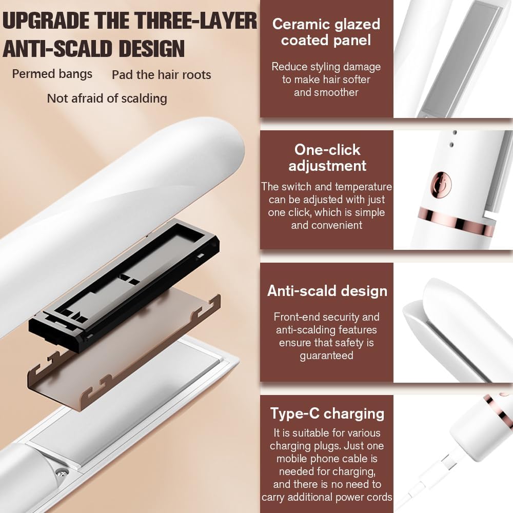 Mini fer à friser et lisseur sans fil : l’accessoire indispensable pour tous types de cheveux à la maison ou en déplacement – Image 5