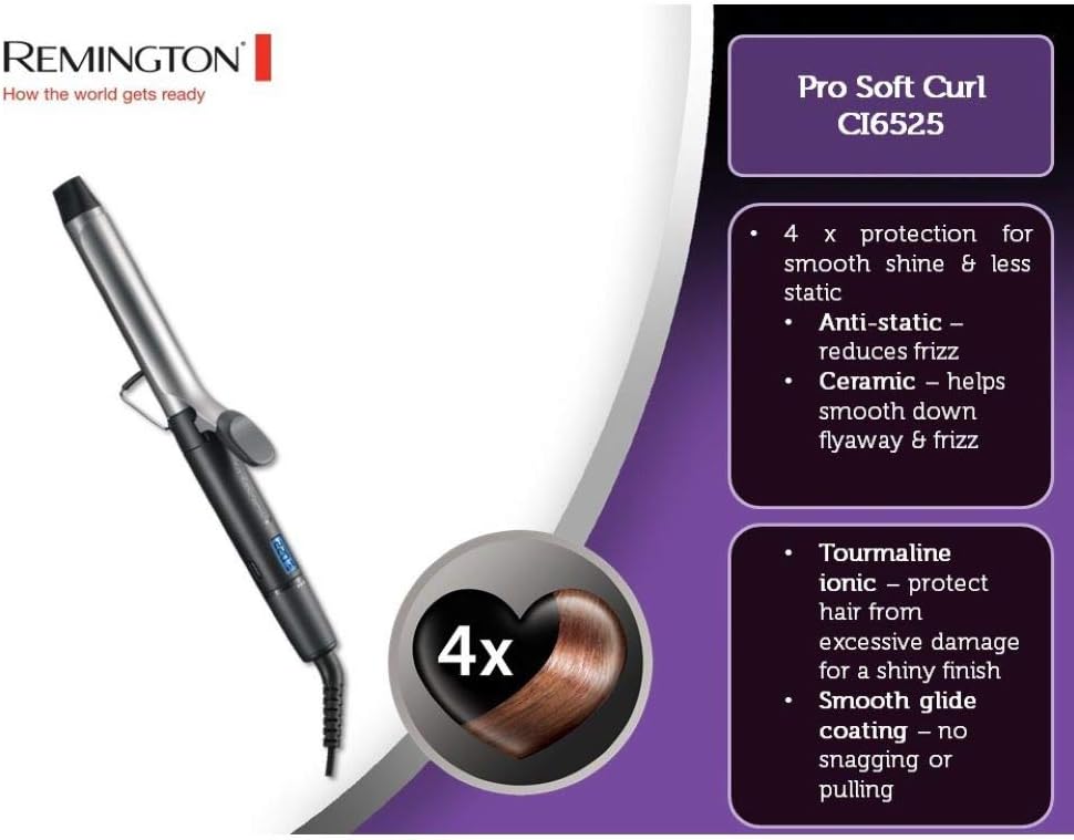 Boucleur à cheveux Remington Pro Soft Curl : des boucles souples pour un style élégant et durable Profitez de 4X Protection avec céramique et tourmaline ionique, réglages précis pour tous les types de cheveux – Image 5