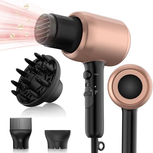 Sèche-cheveux professionnel 2000W pour un coiffage rapide : boucle, ondulation et lissage en un seul geste