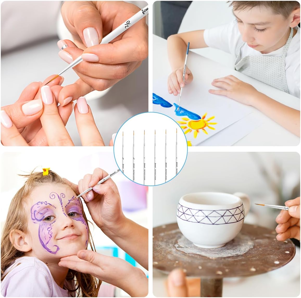 Pinceaux Rigger : set de 6 pinceaux pour artistes souhaitant peindre des lignes fines et longues Idéal pour acrylique, huile, aquarelle et décoration d'ongles, pour un détail exceptionnel dans vos créations – Image 6