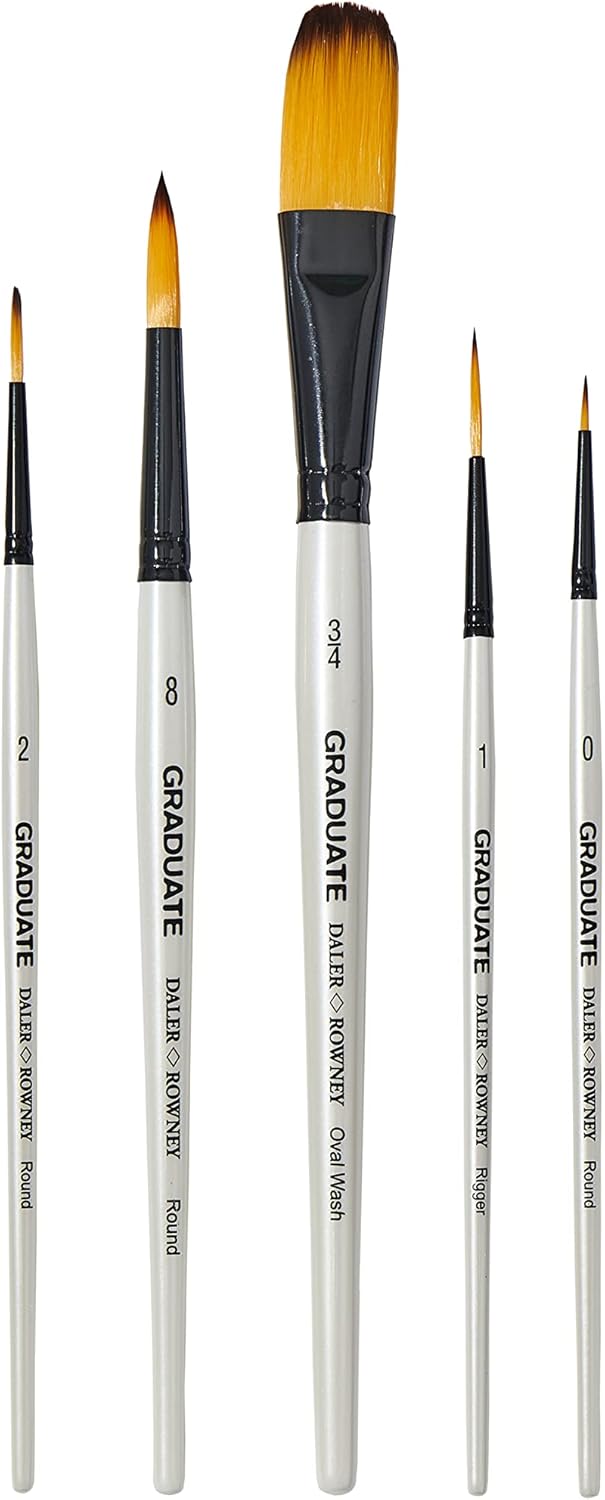 Set de 5 pinceaux synthétiques pour aquarelle paysage : l'outil idéal pour les artistes en herbe – Image 4